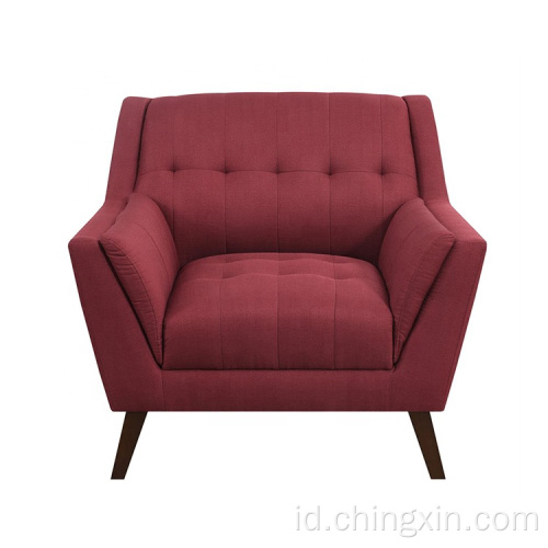 Sofa Santai Kain Merah Ruang Tamu Satu Kursi